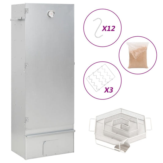 vidaXL Καπνιστήριο Μπάρμπεκιου με Σύστημα Κρύου Καπνού Γαλβαν. Χάλυβας