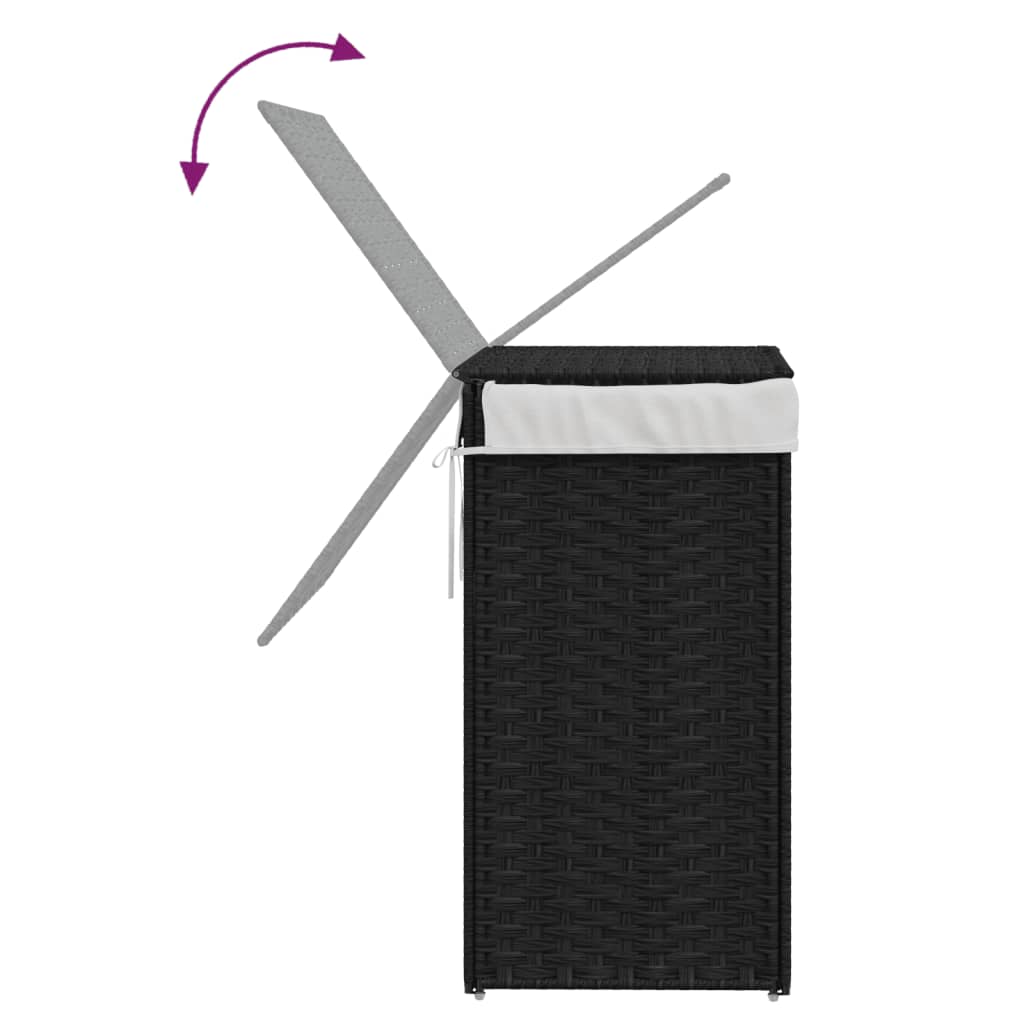 vidaXL Καλάθι Πλυντηρίου με Καπάκι Μαύρο 46x33x60 εκ. Συνθετικό Ρατάν