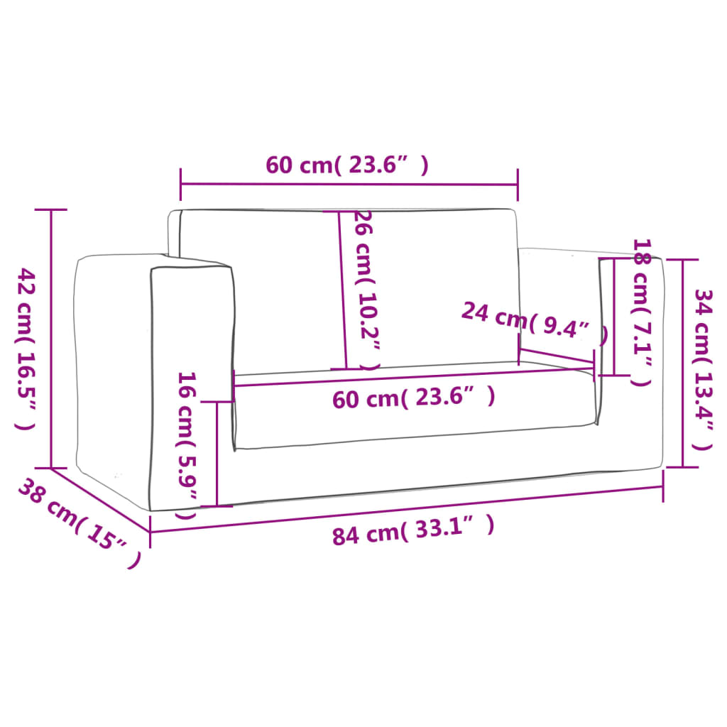 vidaXL Καναπές/Κρεβάτι Παιδικός Διθέσιος Αν Γκρι Μαλακό Βελουτέ Ύφασμα