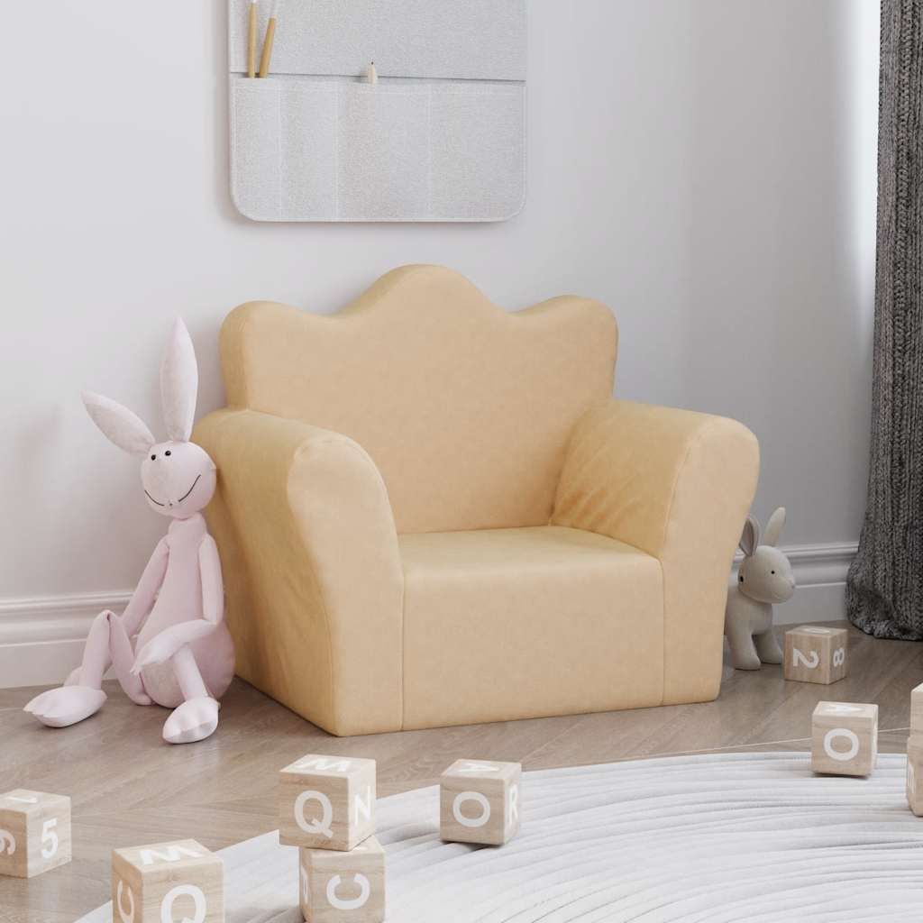 vidaXL Παιδικός καναπές Cream Soft Plush