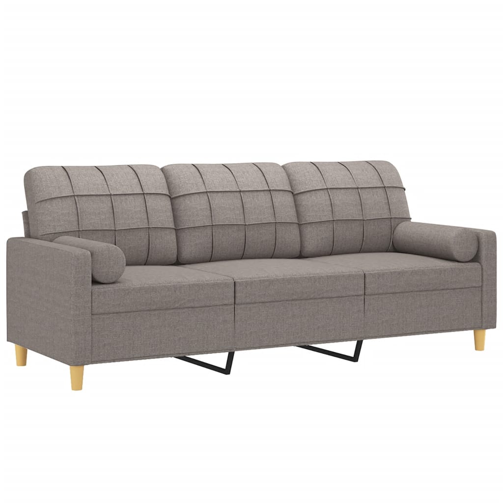 vidaXL Καναπές Τριθέσιος Taupe 180 εκ. Υφασμάτινος με Μαξιλάρια