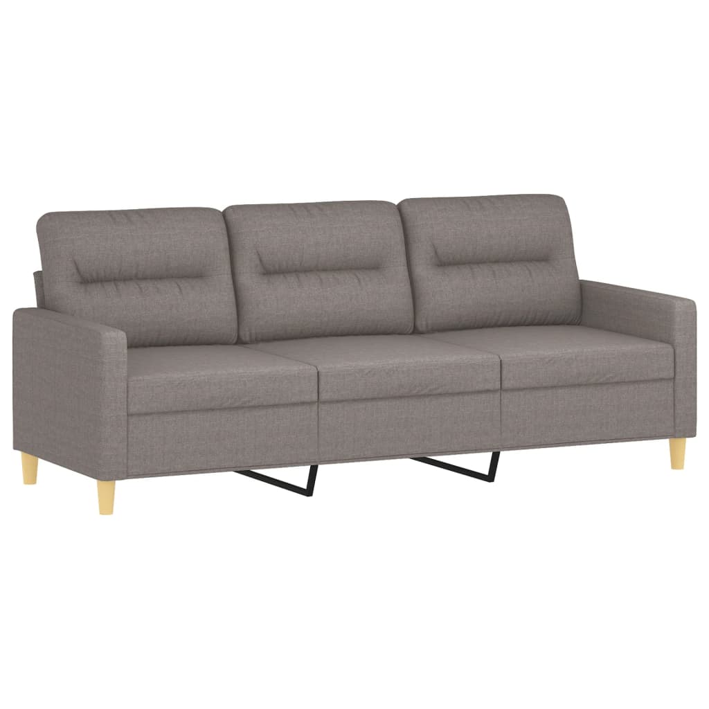 vidaXL Καναπές Τριθέσιος Taupe 180 εκ. Υφασμάτινος με Μαξιλάρια