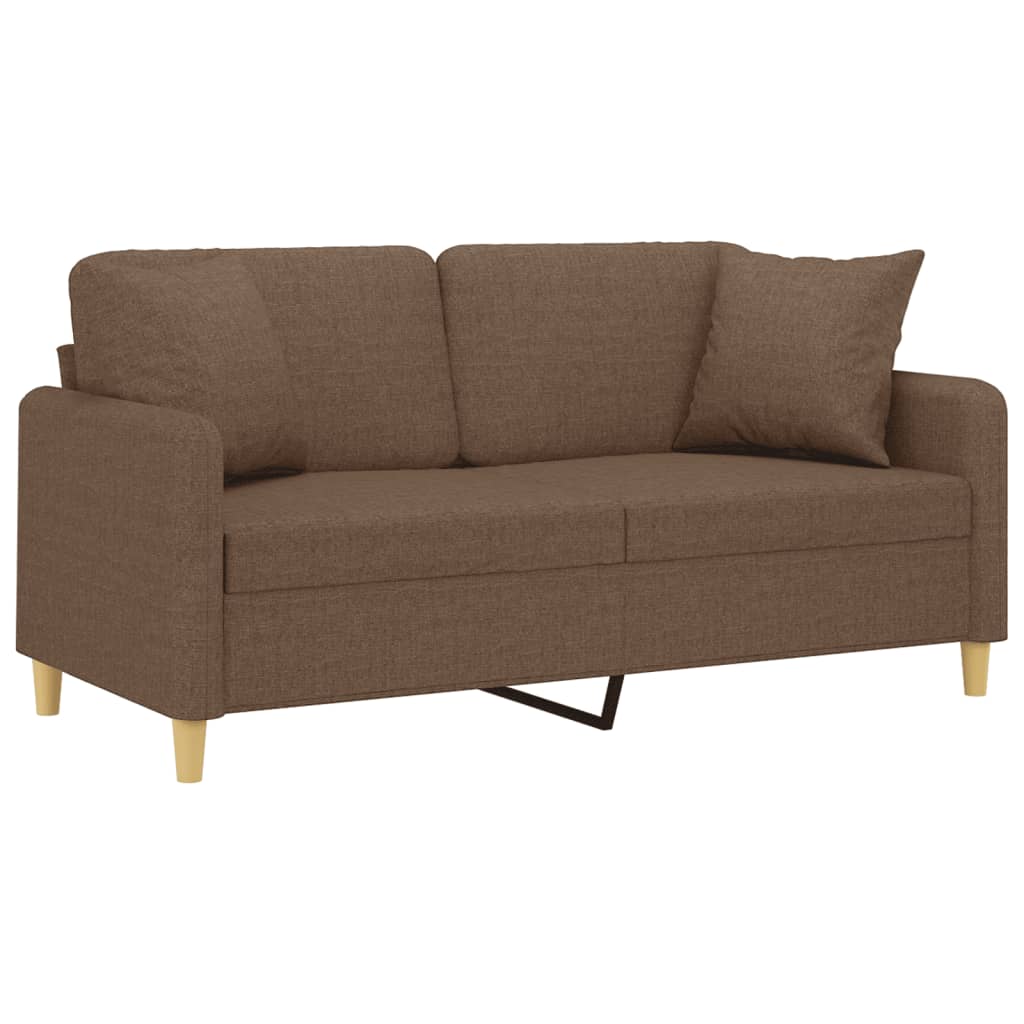 vidaXL Καναπές Διθέσιος Καφέ 140 εκ. Υφασμάτινος Διακ. Μαξιλάρια
