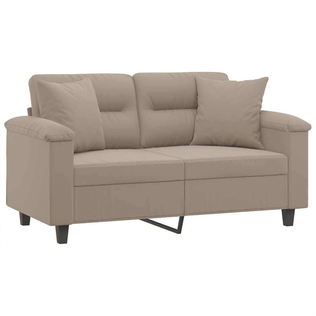 vidaXL Καναπές Διθέσιος Taupe 120 εκ. Ύφασμα Μικροϊνών με Μαξιλάρια