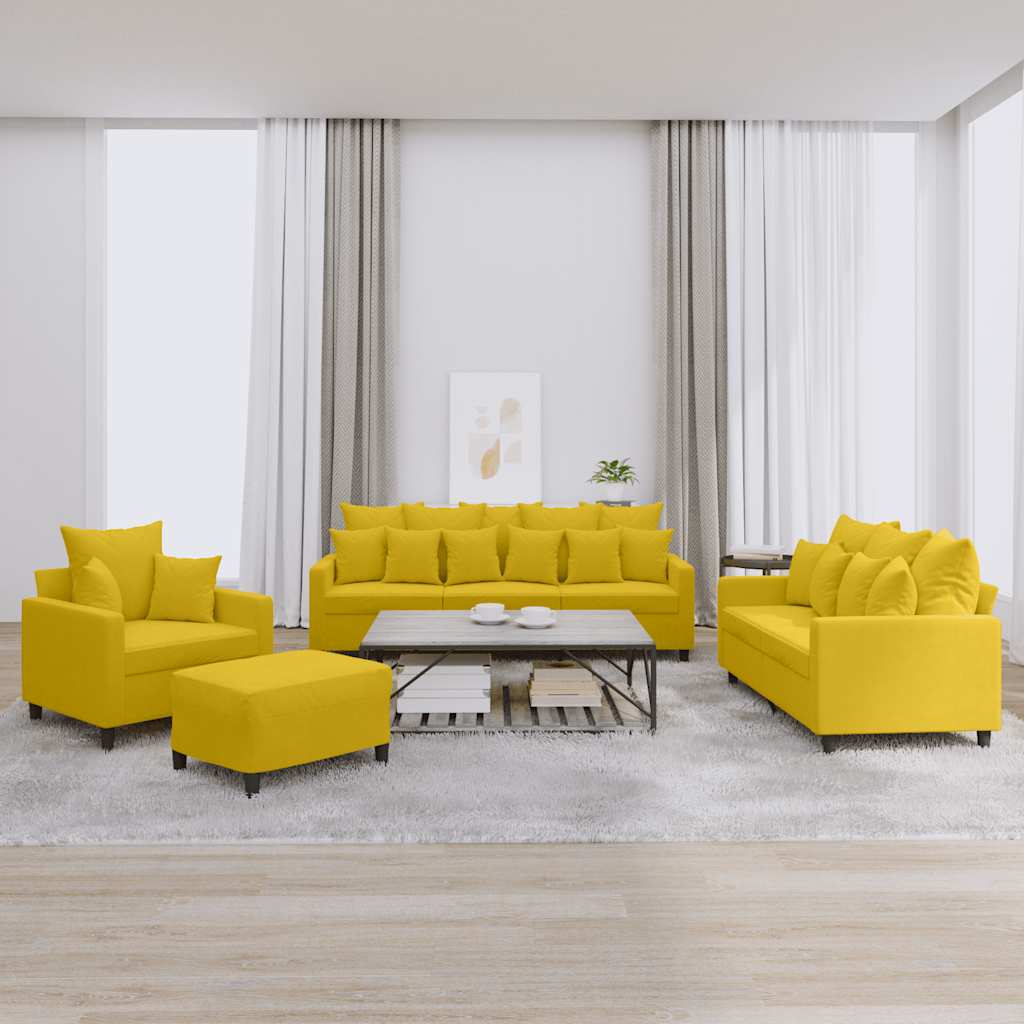 vidaXL Σαλόνι Σετ 4 Τεμαχίων Κίτρινο από Βελούδο με Μαξιλάρια