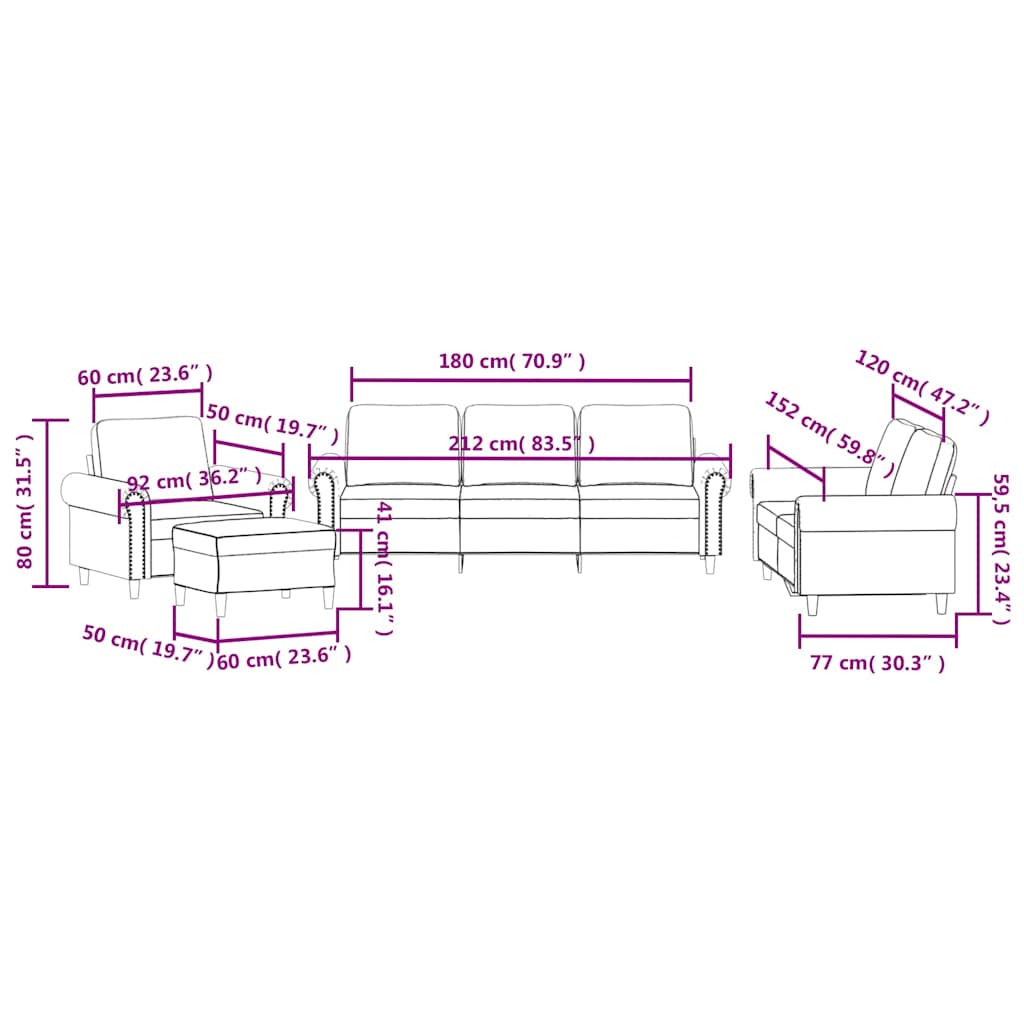vidaXL Πολυθρόνες Σετ 4 Τεμαχίων Καφέ από Βελούδο με Μαξιλάρια
