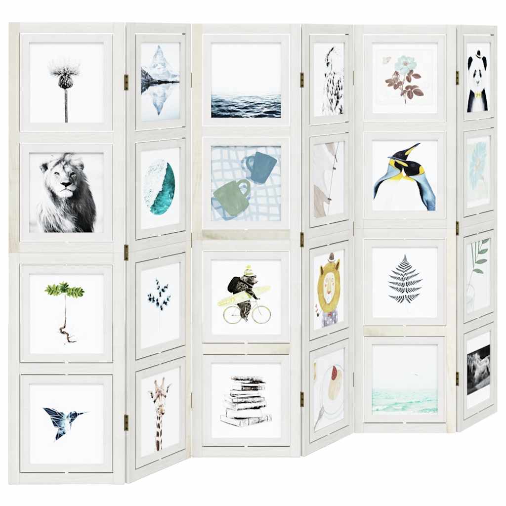 vidaXL Διαχωριστικό Χώρου με 6 Πάνελ Λευκό από Μασίφ Ξύλο Παυλώνιας