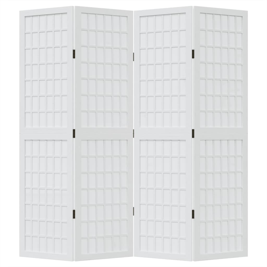 vidaXL Διαχωριστικό Χώρου με 4 Πάνελ Λευκό από Μασίφ Ξύλο Παυλώνιας