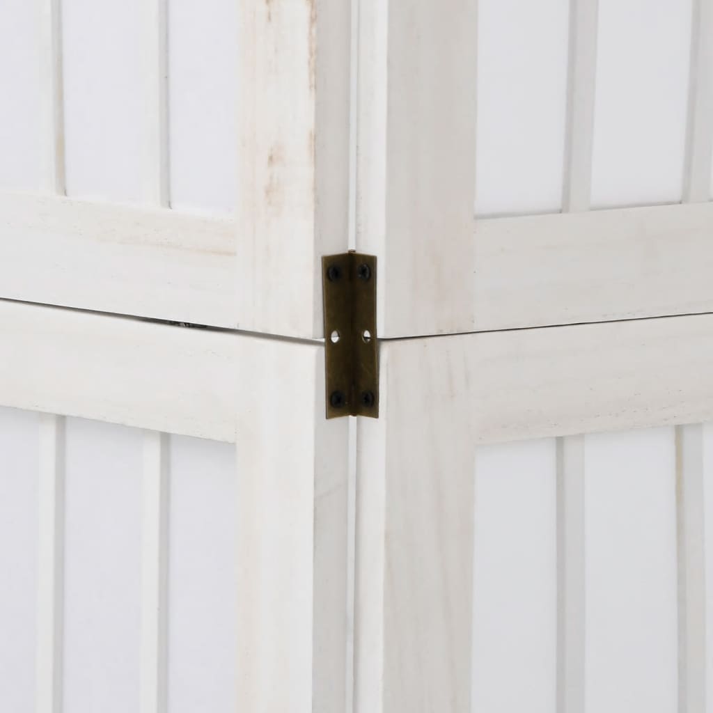 vidaXL Διαχωριστικό Χώρου με 4 Πάνελ Λευκό από Μασίφ Ξύλο Παυλώνιας