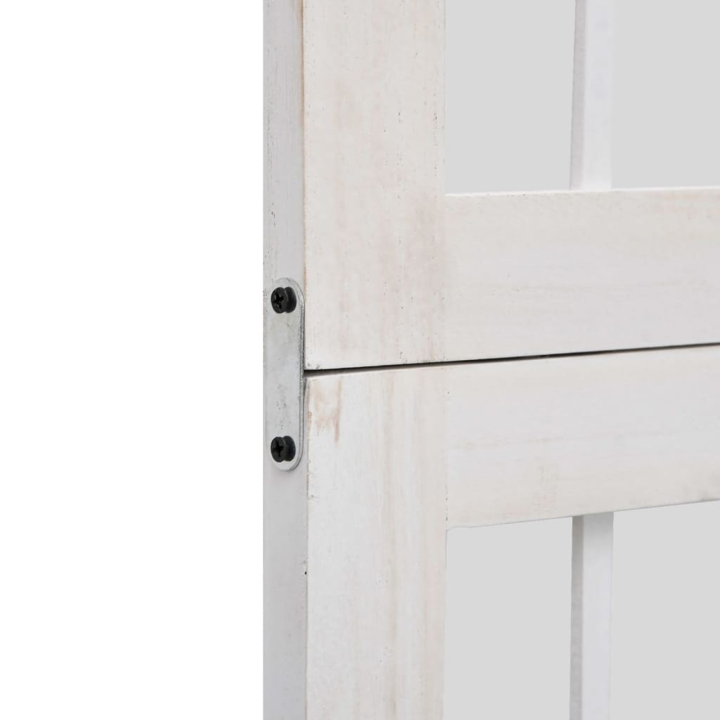 vidaXL Διαχωριστικό Χώρου με 4 Πάνελ Λευκό από Μασίφ Ξύλο Παυλώνιας