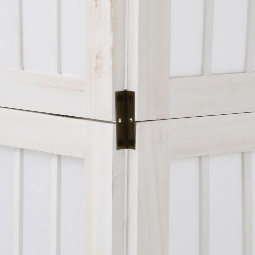 vidaXL Διαχωριστικό Χώρου με 6 Πάνελ Λευκό από Μασίφ Ξύλο Παυλώνιας