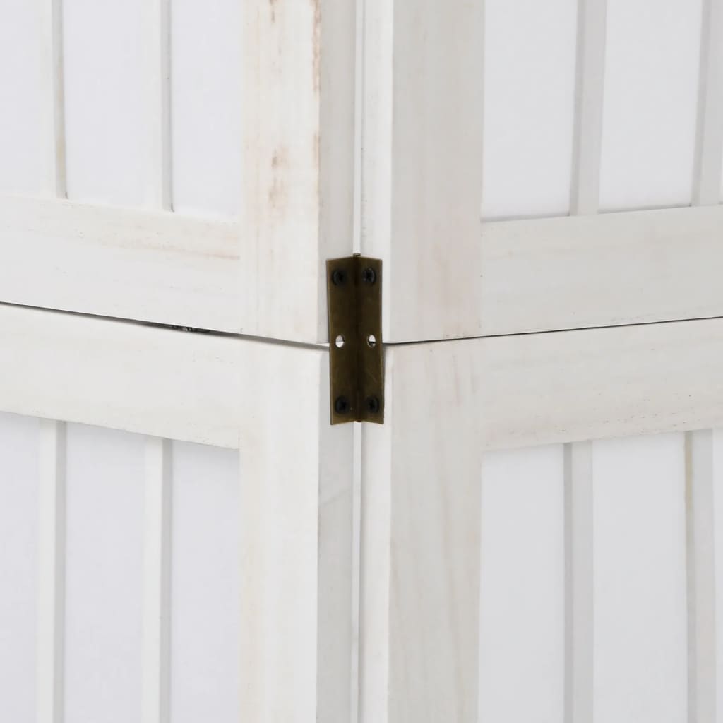 vidaXL Διαχωριστικό Χώρου με 6 Πάνελ Λευκό από Μασίφ Ξύλο Παυλώνιας