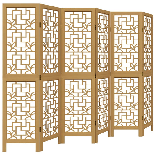 vidaXL Διαχωριστικό Χώρου με 6 Πάνελ Καφέ από Μασίφ Ξύλο Παυλώνιας