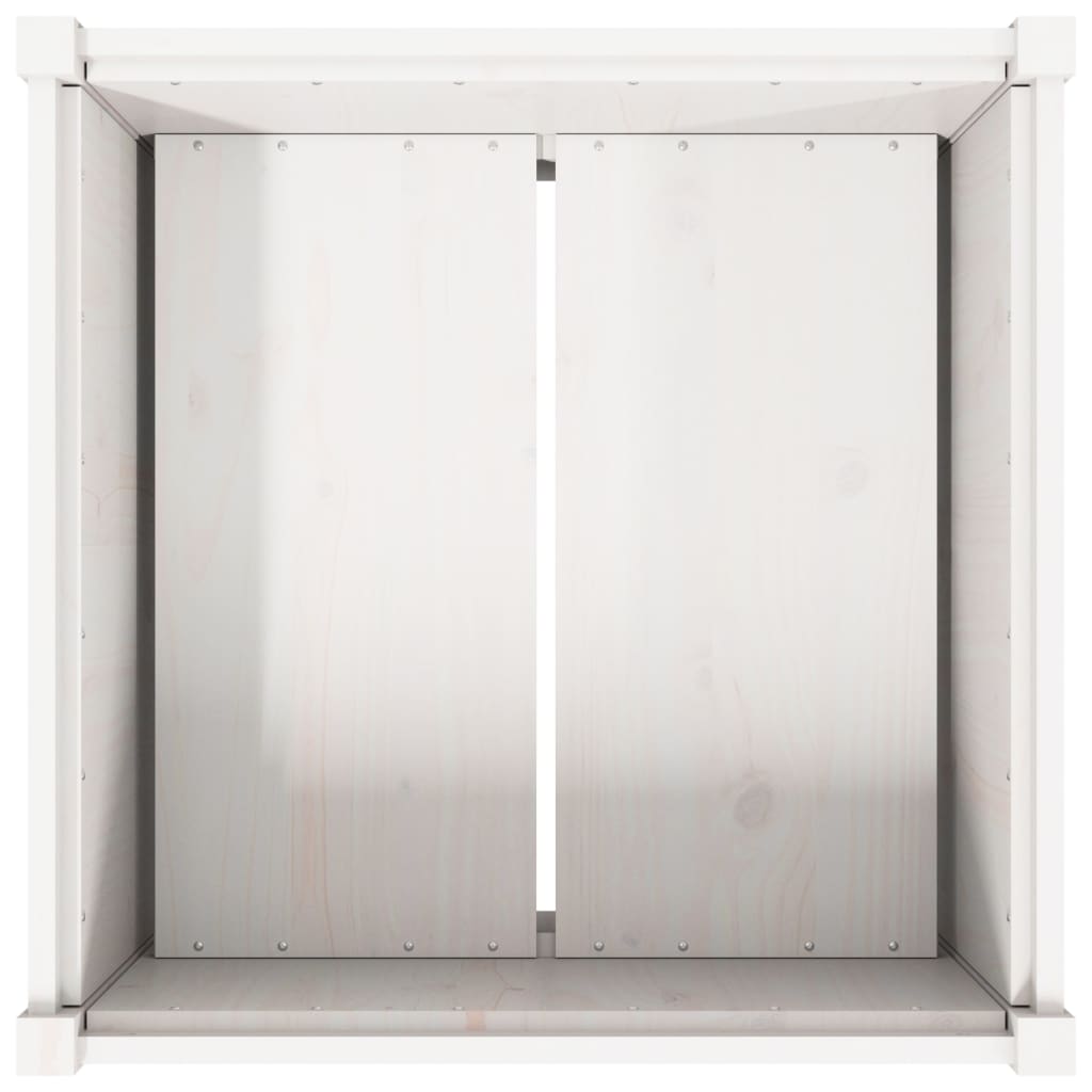 vidaXL Ζαρντινιέρα Λευκή 70 x 70 x 70 εκ. από Μασίφ Ξύλο Πεύκου