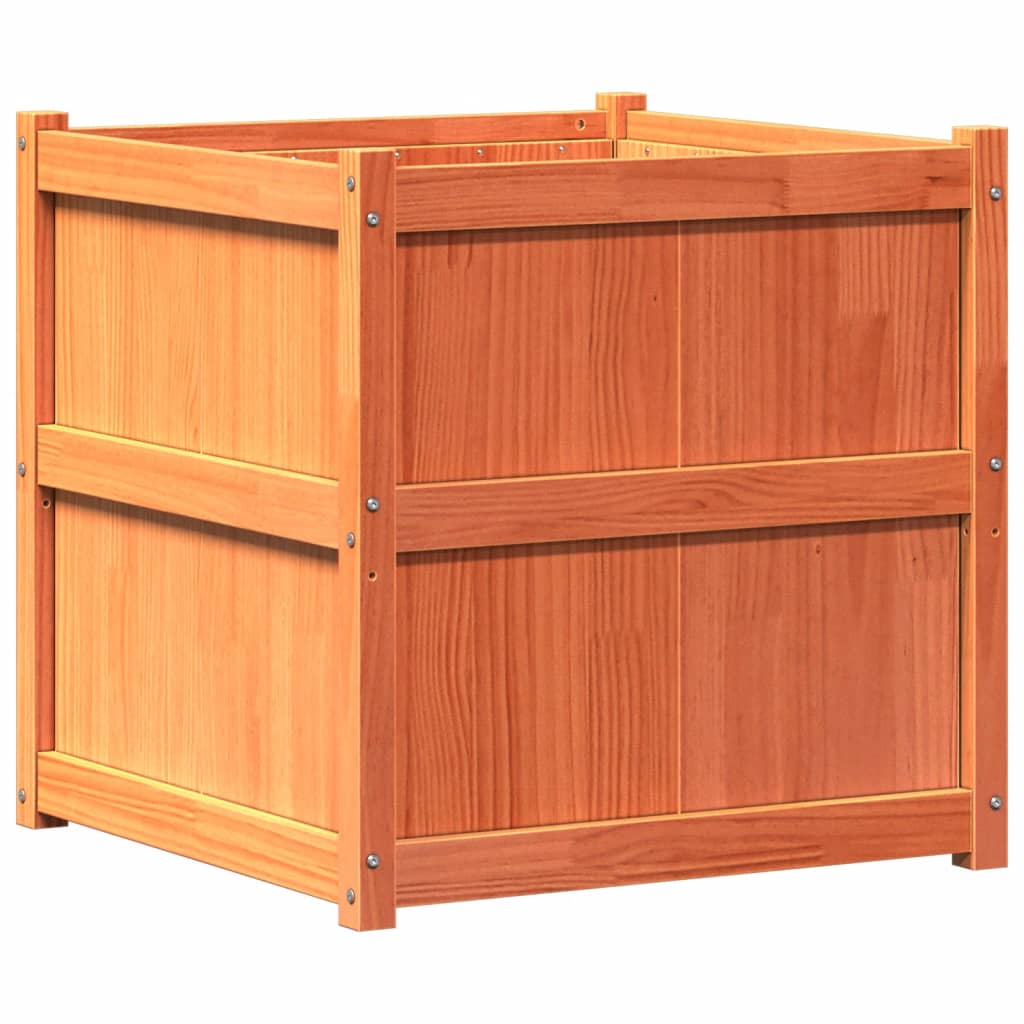 vidaXL Ζαρντινιέρα Καφέ Κεριού 70 x 70 x 70 εκ. από Μασίφ Ξύλο Πεύκου