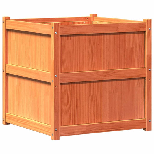 vidaXL Ζαρντινιέρα Καφέ Κεριού 70 x 70 x 70 εκ. από Μασίφ Ξύλο Πεύκου