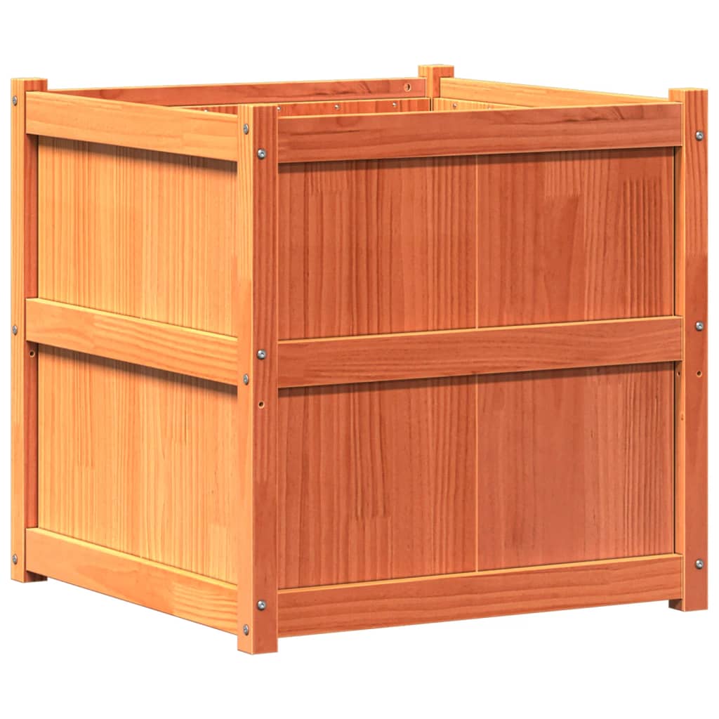 vidaXL Ζαρντινιέρα Καφέ Κεριού 70 x 70 x 70 εκ. από Μασίφ Ξύλο Πεύκου