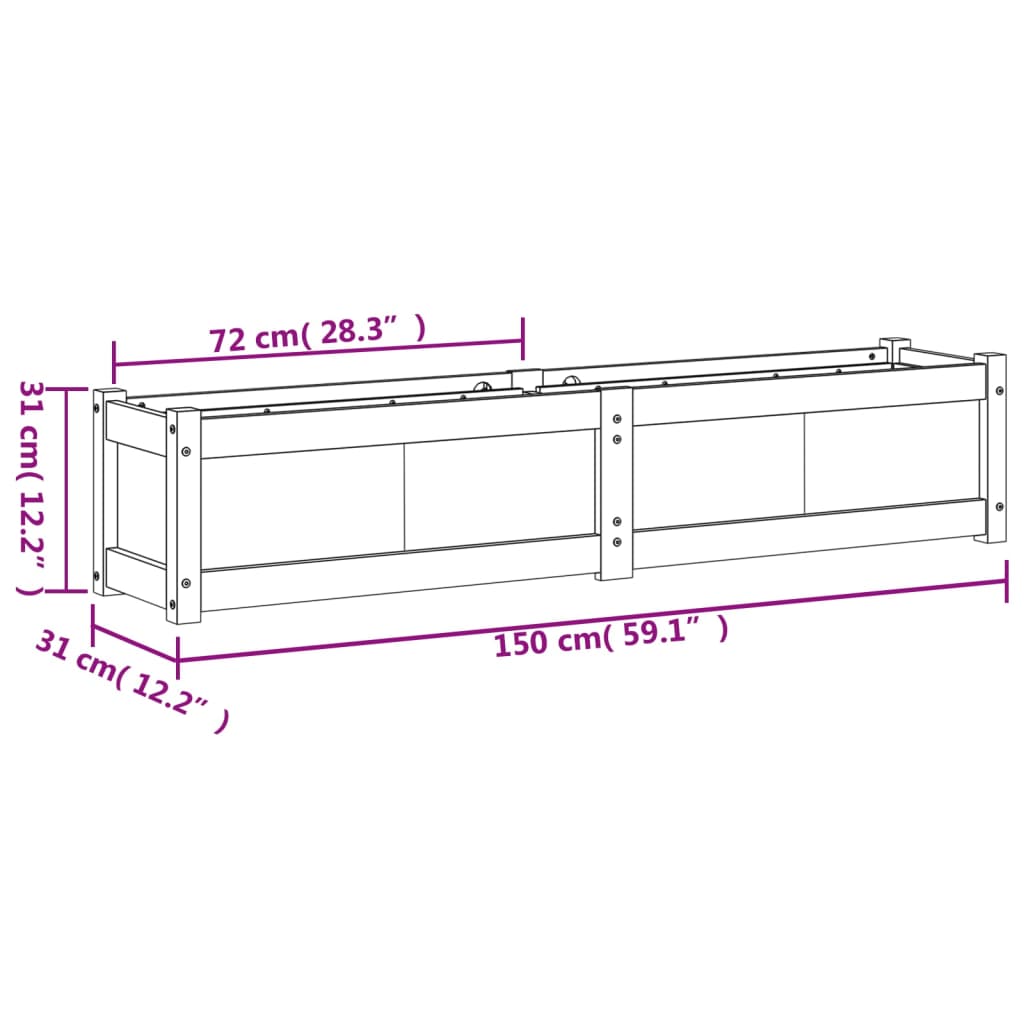 vidaXL Ζαρντινιέρα Καφέ Κεριού 150 x 31 x 31 εκ. από Μασίφ Ξύλο Πεύκου