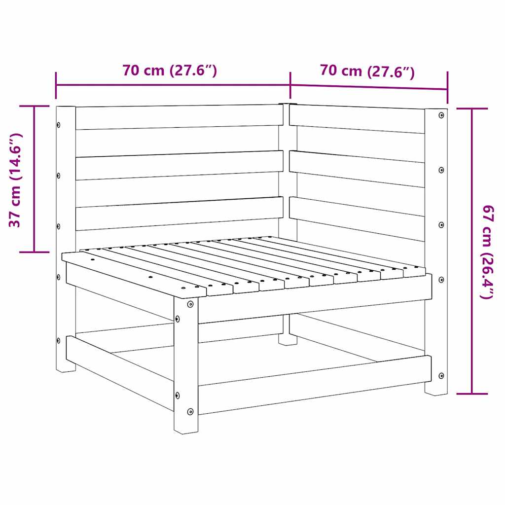 vidaXL Καναπές Κήπου Γωνιακός 70x70x67εκ. από Μασίφ Ξύλο Ψευδοτσούγκας