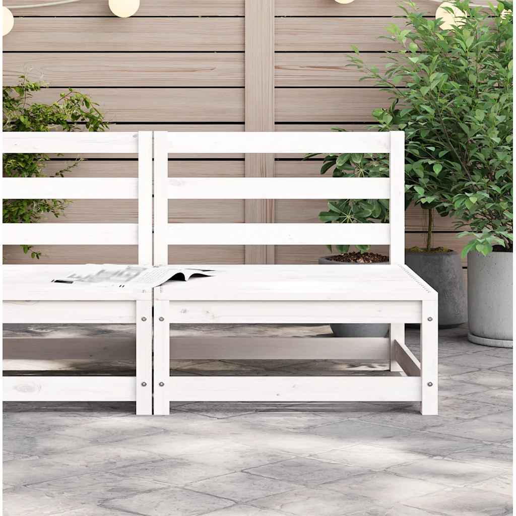 vidaXL Καναπές Κήπου Χωρίς Μπράτσα Λευκός 70x70x67εκ Μασίφ Ξύλο Πεύκου
