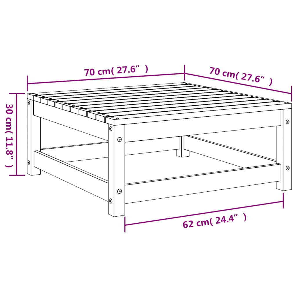 vidaXL Υποπόδιο Κήπου 70 x 70 x 30 εκ. από Μασίφ Ξύλο Ψευδοτσούγκας
