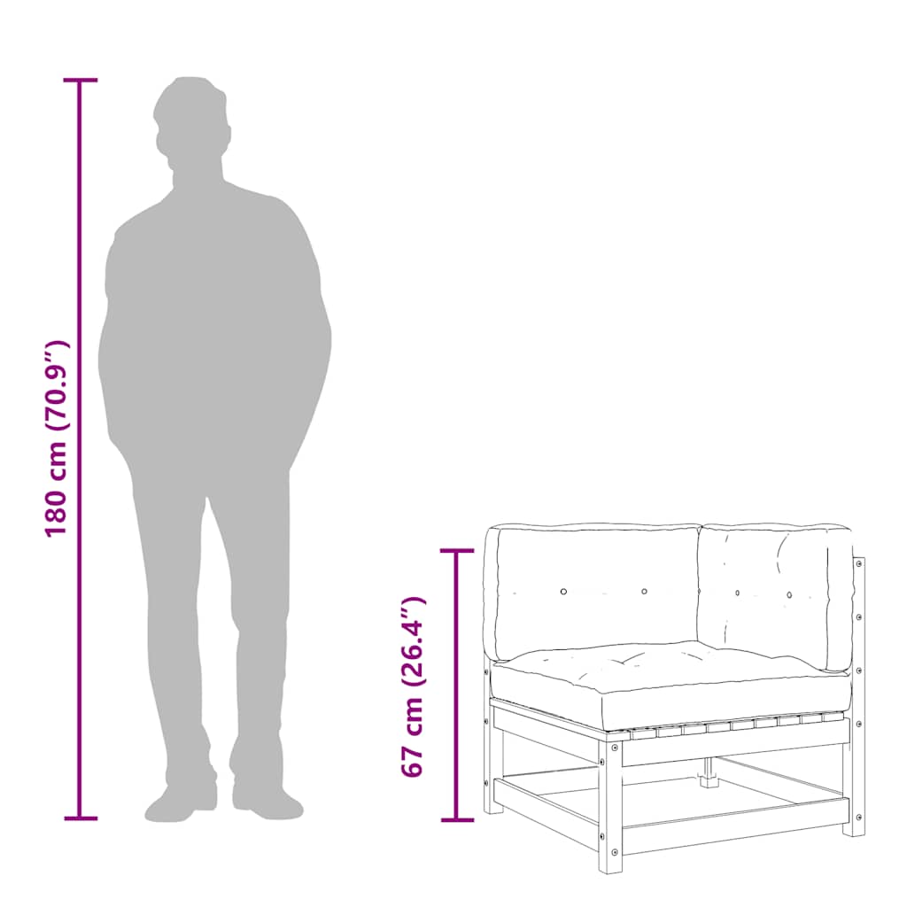 vidaXL Καναπές Κήπου Γωνιακός από Εμποτισμένο Ξύλο Πεύκου με Μαξιλάρια