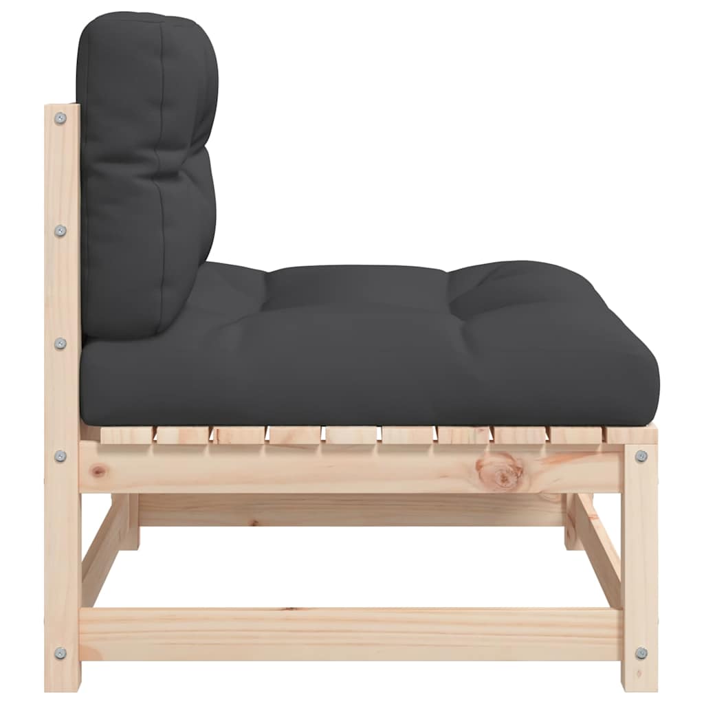 vidaXL Καναπές Κήπου Χωρίς Μπράτσα από Μασίφ Ξύλο Πεύκου με Μαξιλάρια