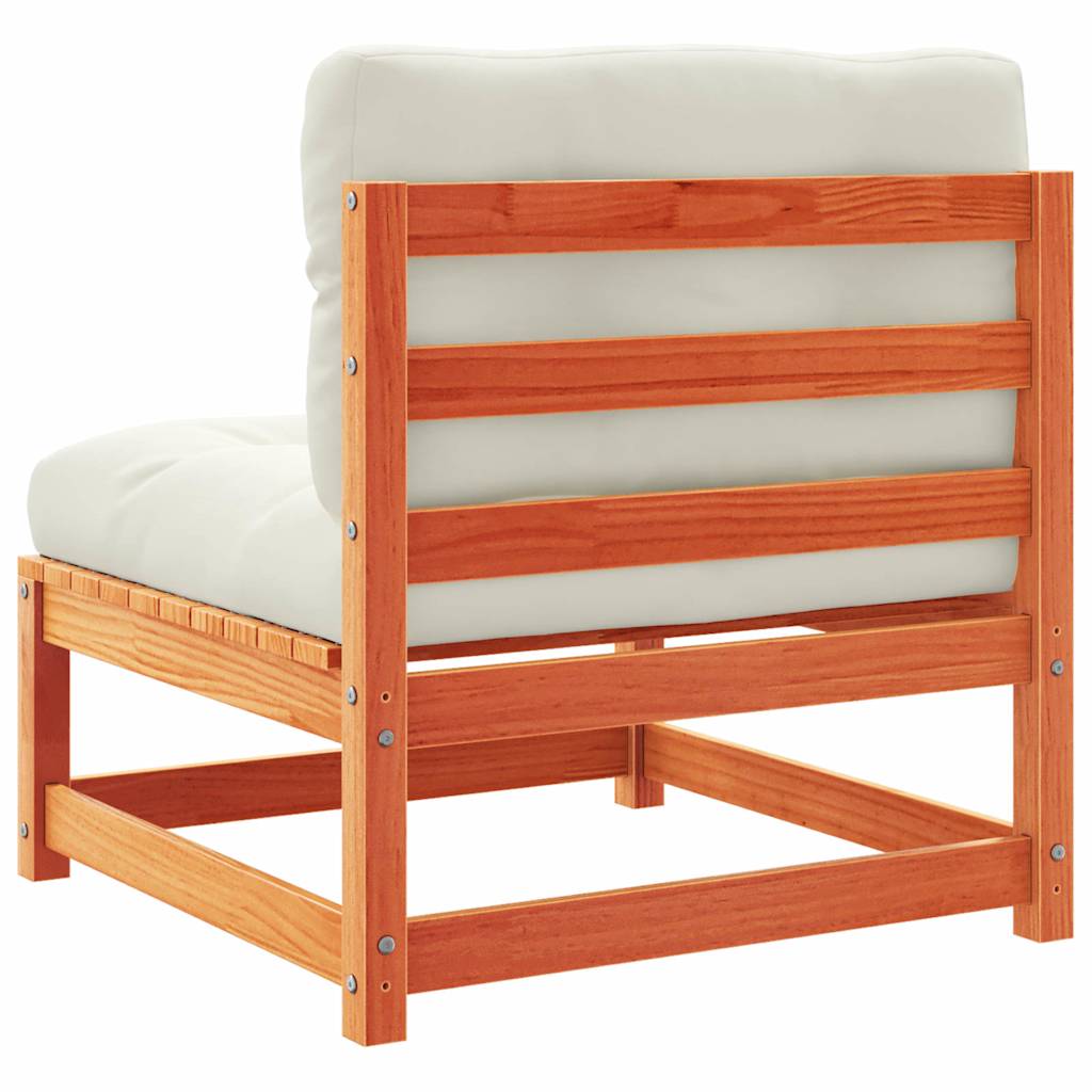 vidaXL Καναπές Κήπου Χωρίς Μπράτσα Καφέ Κεριού Μασίφ Πεύκο +Μαξιλάρια