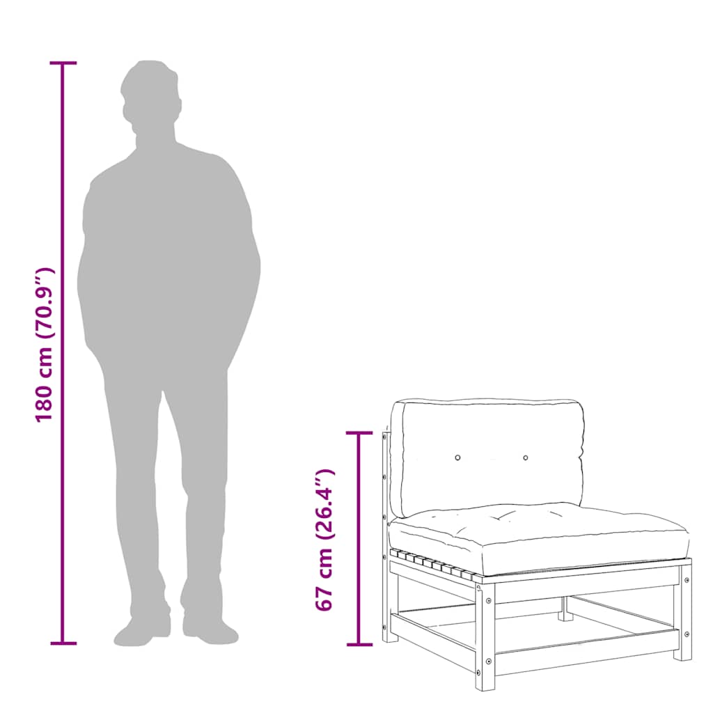 vidaXL Καναπές Κήπου Χωρίς Μπράτσα Καφέ Κεριού Μασίφ Πεύκο +Μαξιλάρια