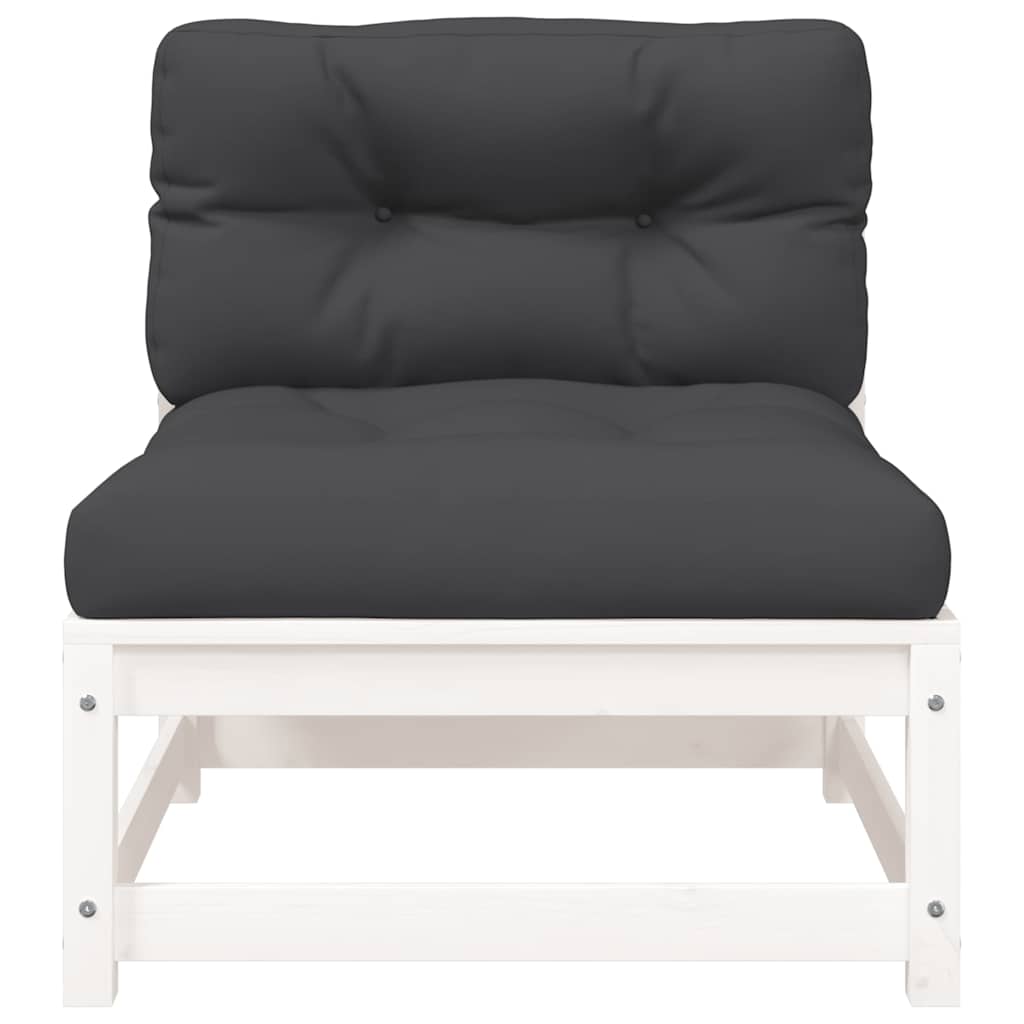 vidaXL Καναπέδες Κήπου Χωρίς Μπράτσα 2Τεμ Λευκοί Μασίφ Πεύκο+Μαξιλάρια