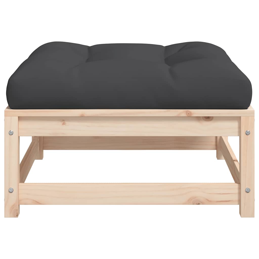 vidaXL Υποπόδιο Κήπου από Μασίφ Ξύλο Πεύκου με Μαξιλάρι