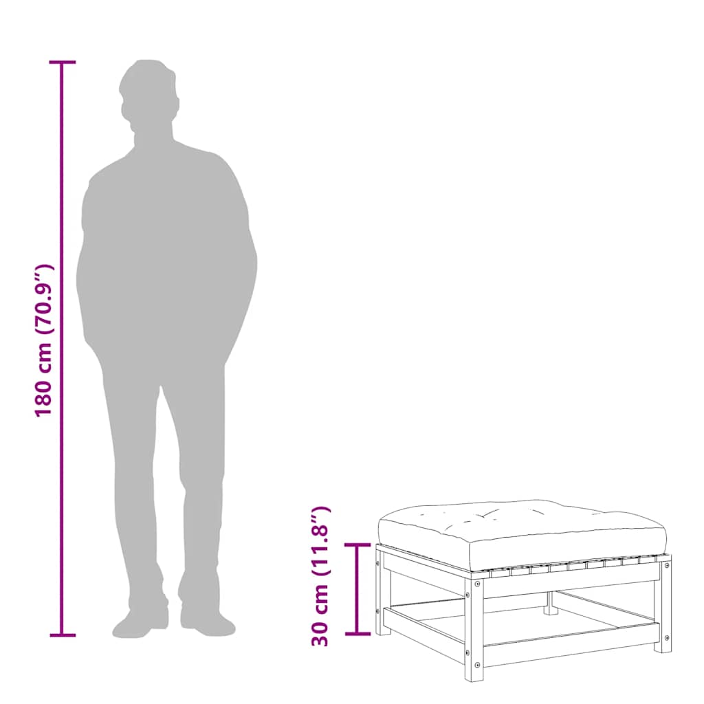 vidaXL Υποπόδιο Κήπου από Μασίφ Ξύλο Πεύκου με Μαξιλάρι
