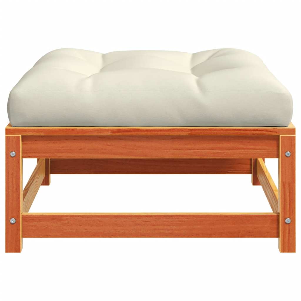 vidaXL Υποπόδια Κήπου 2 τεμ Καφέ Κεριού Μασίφ Ξύλο Πεύκου με Μαξιλάρια