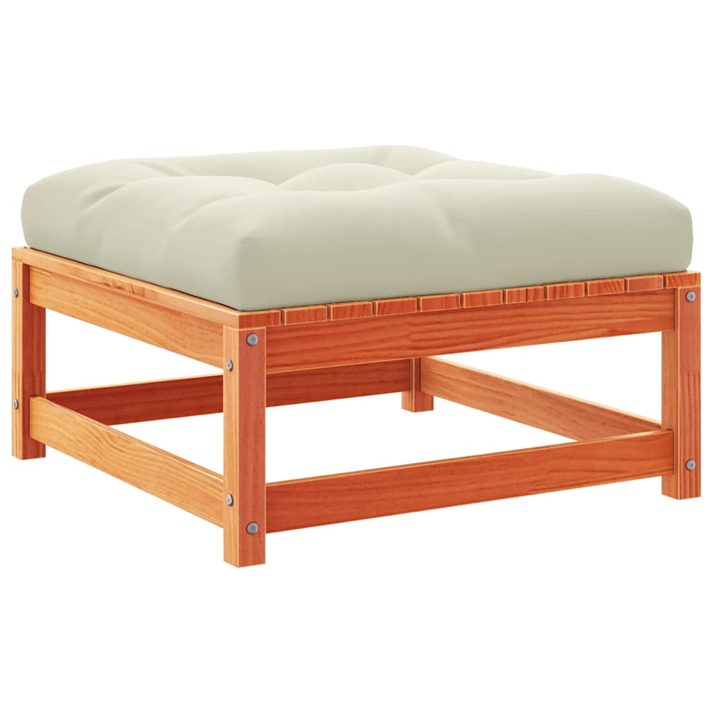 vidaXL Υποπόδια Κήπου 2 τεμ Καφέ Κεριού Μασίφ Ξύλο Πεύκου με Μαξιλάρια