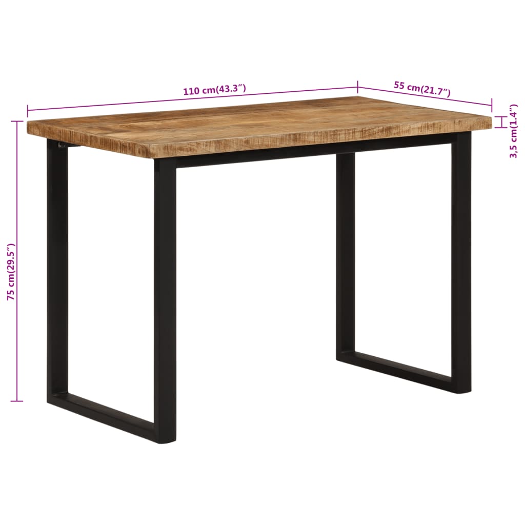 vidaXL Τραπεζαρία 110 x 55 x 75 εκ. από Μασίφ Ξύλο Μάνγκο