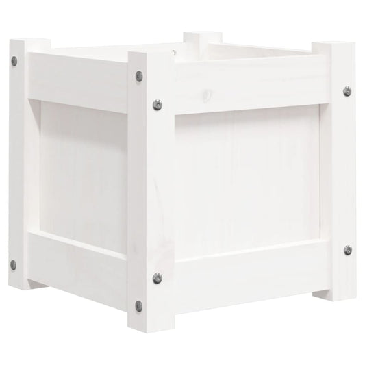 vidaXL Ζαρντινιέρα Λευκή 31 x 31 x 31 εκ. από Μασίφ Ξύλο Πεύκου