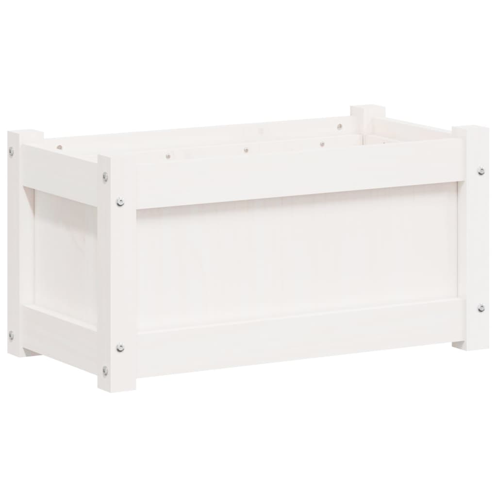 vidaXL Ζαρντινιέρες 2 τεμ. Λευκό από Μασίφ Ξύλο Πεύκου