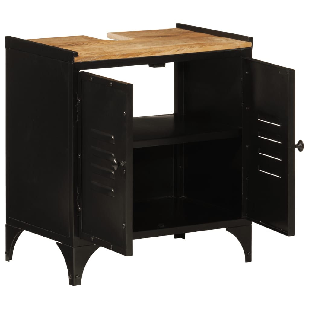 vidaXL Ντουλάπι Νιπτήρα 55x35x60 εκ. από Σίδηρο / Μασίφ Ξύλο Μάνγκο