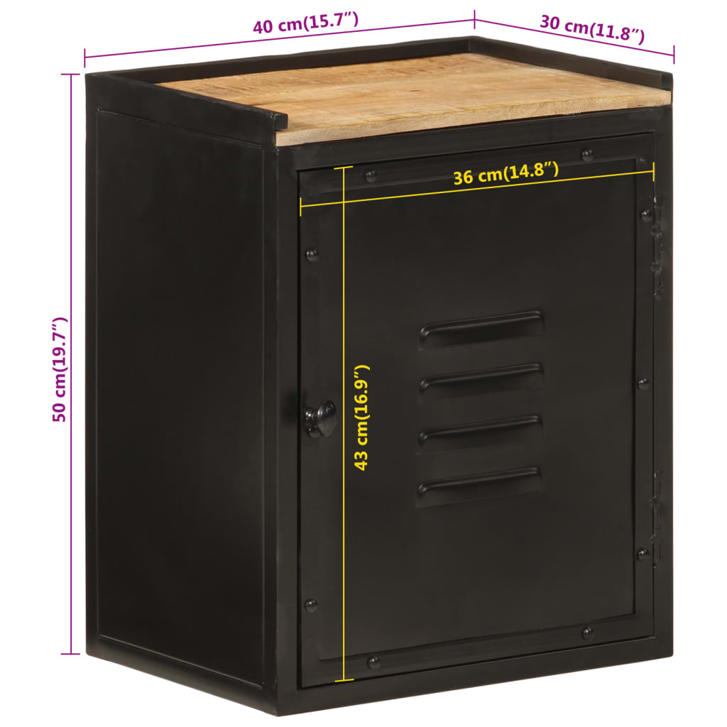 vidaXL Ντουλάπι Μπάνιου 40 x 30 x 50 εκ. Σίδηρο και Μασίφ Ξύλο Μάνγκο