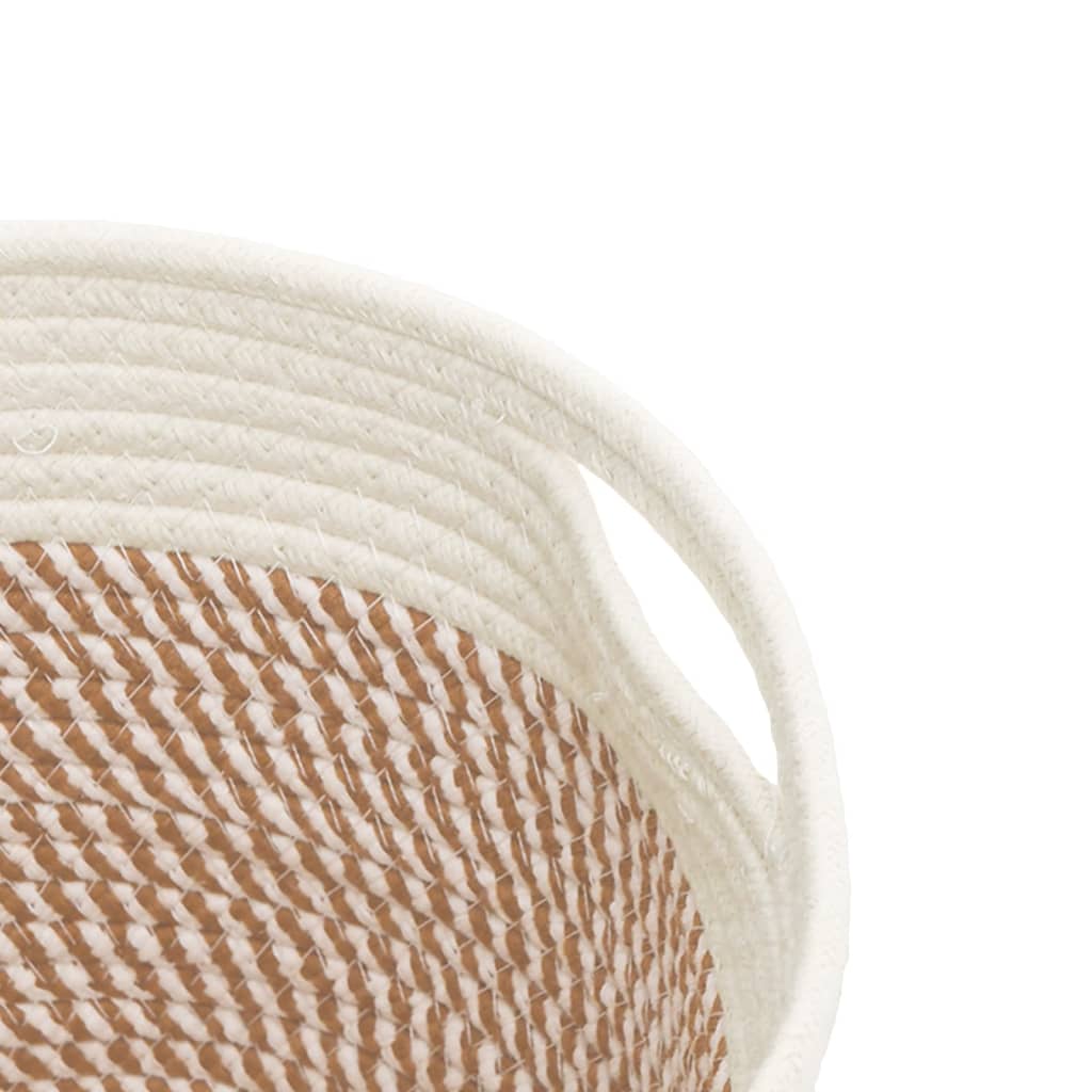 vidaXL Καλάθια Αποθήκευσης 2 Τεμ. Καφέ/Λευκό Ø24 x 18 εκ. Βαμβακερά