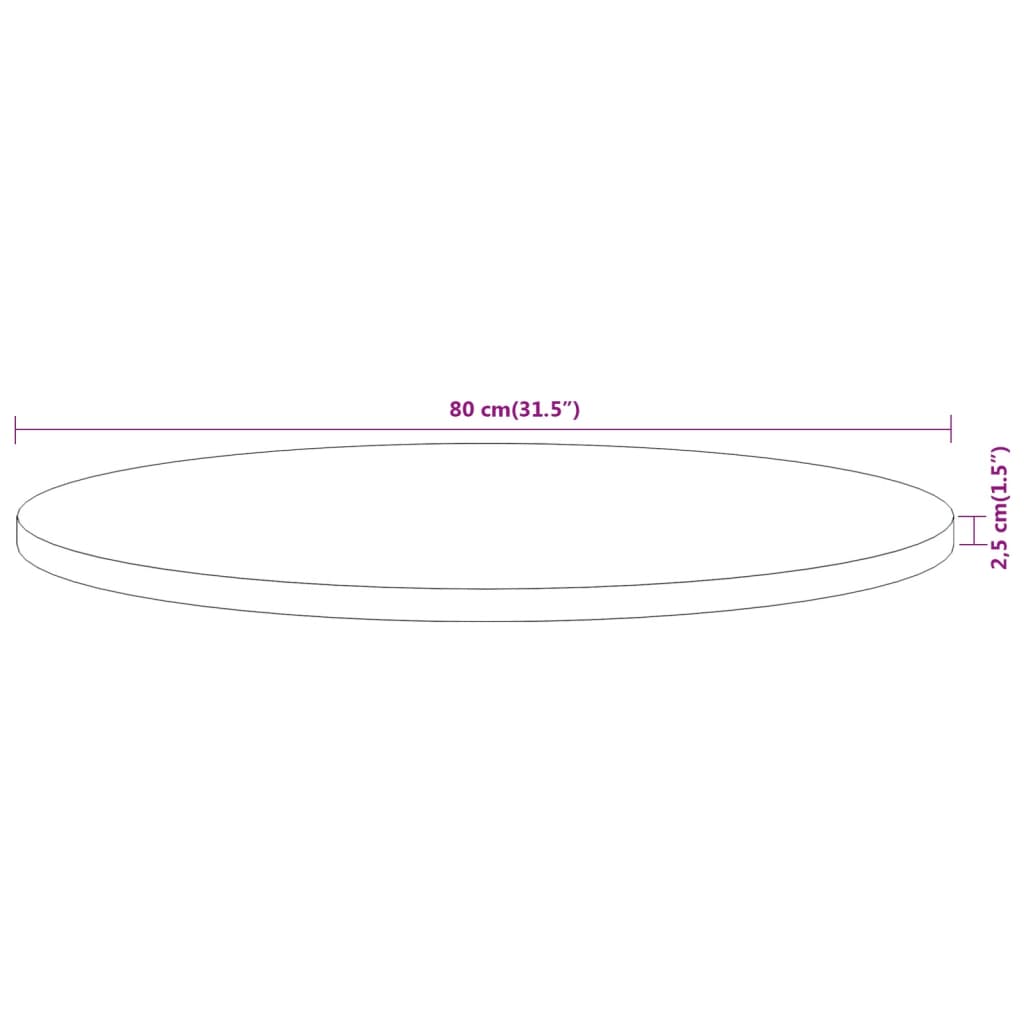 vidaXL Επιφάνεια Τραπεζιού Στρογγυλή Ø80x2,5 εκ. Μασίφ Ξύλο Ακακίας