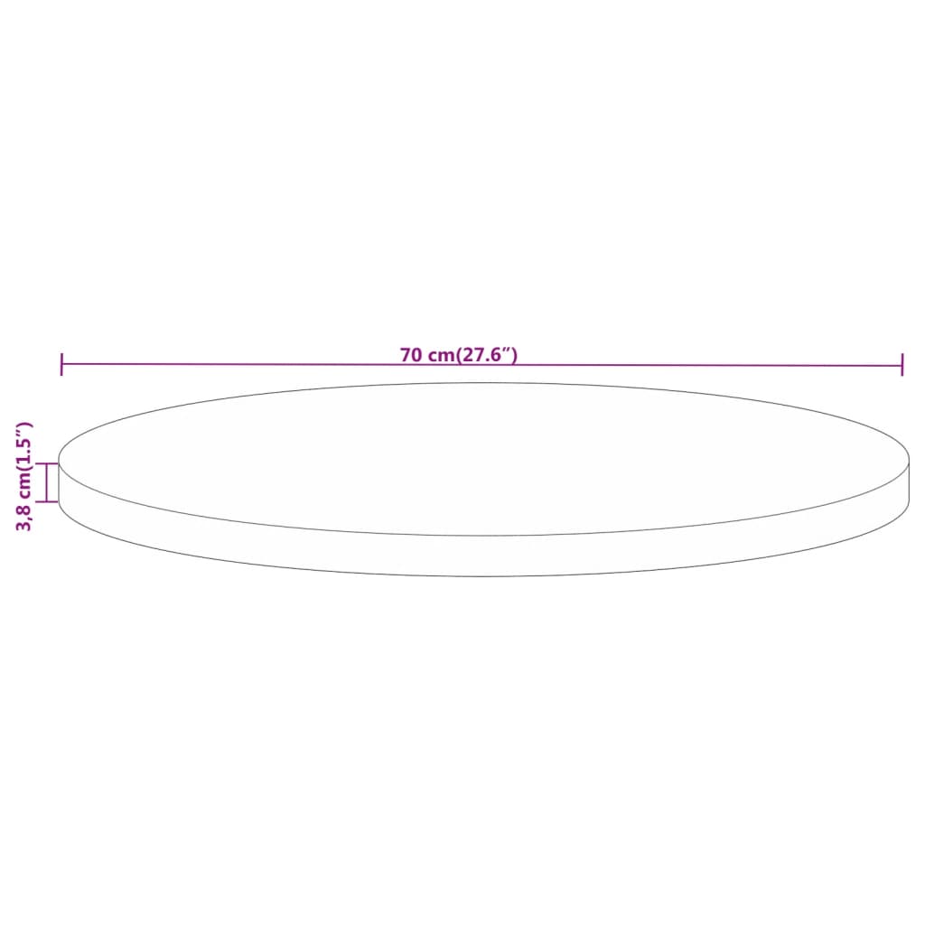 vidaXL Επιφάνεια Τραπεζιού Στρογγυλή Ø70x3,8 εκ. Μασίφ Ξύλο Μάνγκο