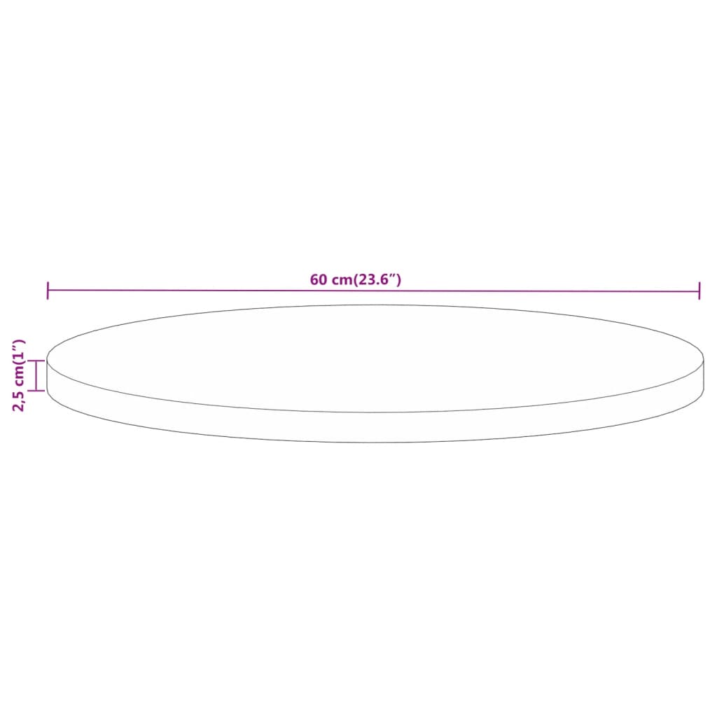 vidaXL Επιφάνεια Τραπεζιού Στρογγυλή Ø60x2,5εκ Μασίφ Ξύλο Μάνγκο