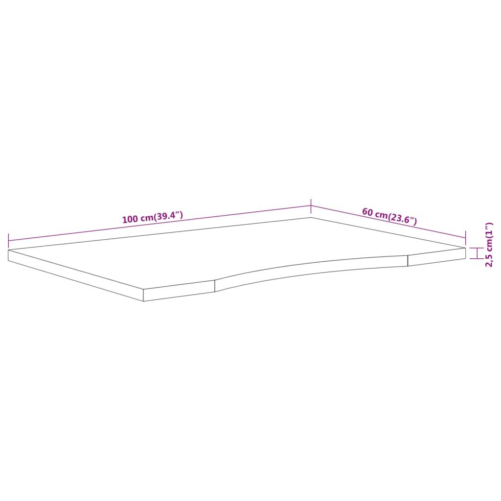 vidaXL Επιφάνεια Γραφείου Ορθογώνια 100x60x2,5 εκ. Μασίφ Ξύλο Ακακίας