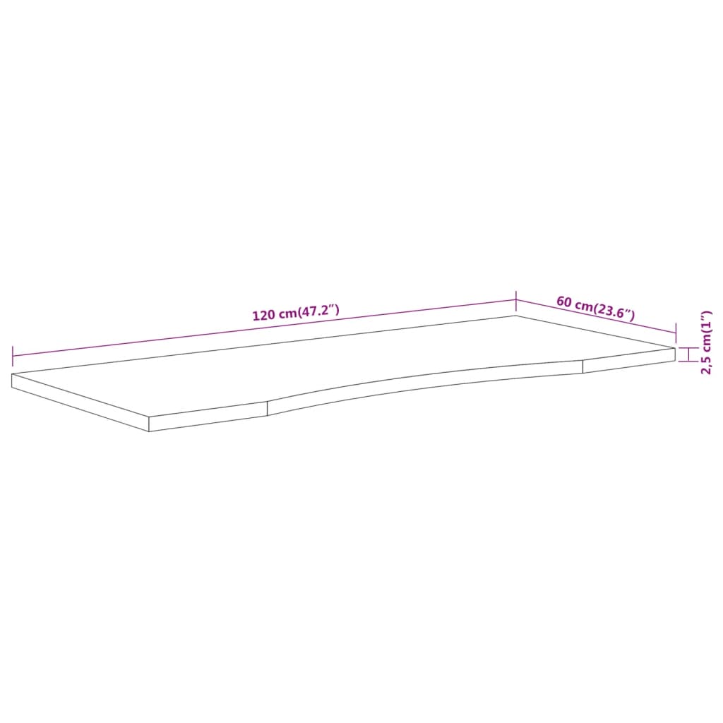 vidaXL Επιφάνεια Γραφείου Ορθογώνια 120x60x2,5 εκ. Μασίφ Ξύλο Ακακίας