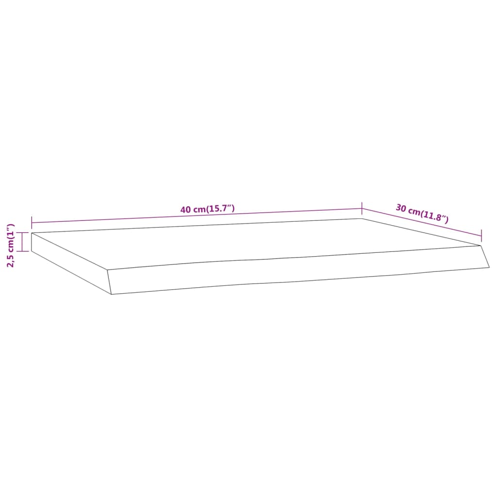 vidaXL Ράφι Επιτοίχιο Ορθ. Live Edge 40x30x2,5 εκ. Μασίφ Ξύλο Ακακίας