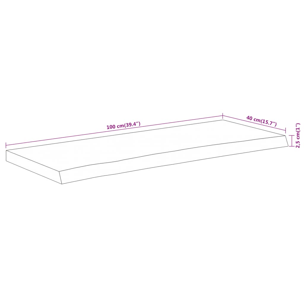 vidaXL Επιφάνεια Τραπεζιού Ορθογώνια 100x40x2,5 εκ. Μασίφ Ξύλο Ακακίας