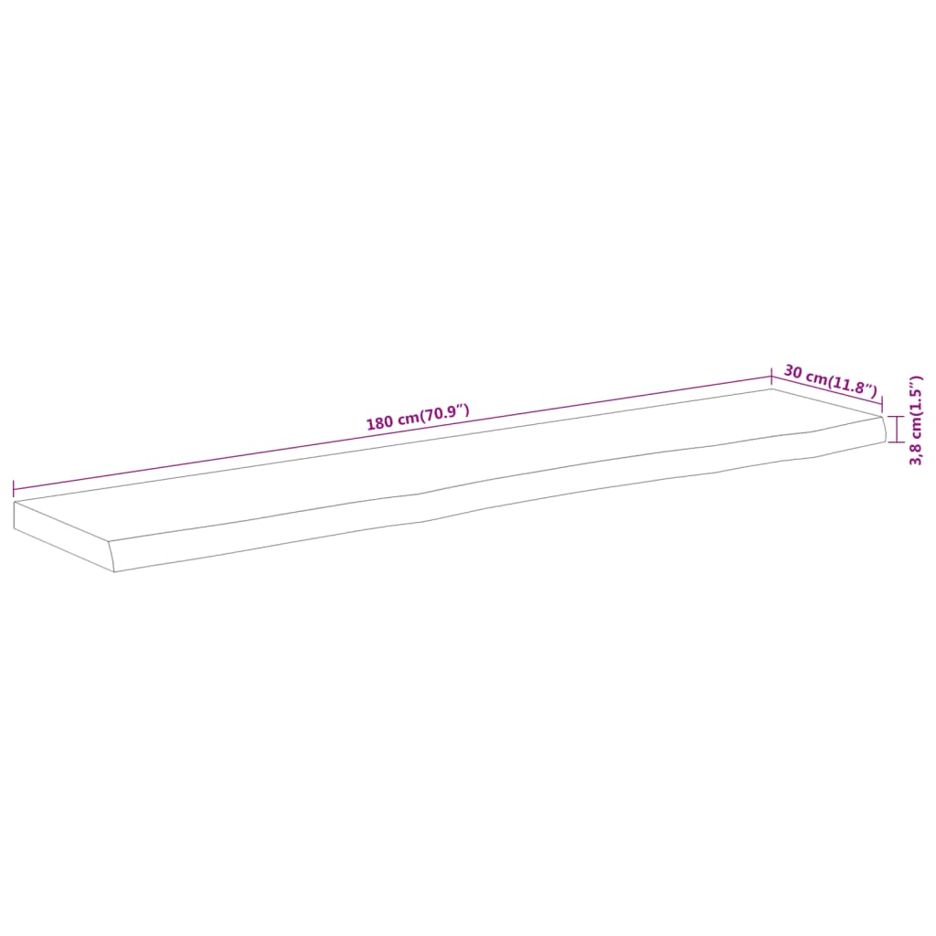 vidaXL Επιφάνεια Τραπεζιού Ορθογώνια 180x30x3,8 εκ. Μασίφ Ξύλο Ακακίας