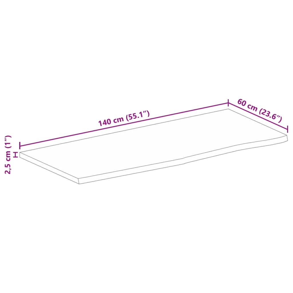 vidaXL Επιφάνεια Τραπεζιού 140x60x2,5 εκ. Live Edge Μασίφ Ξύλο Μάνγκο