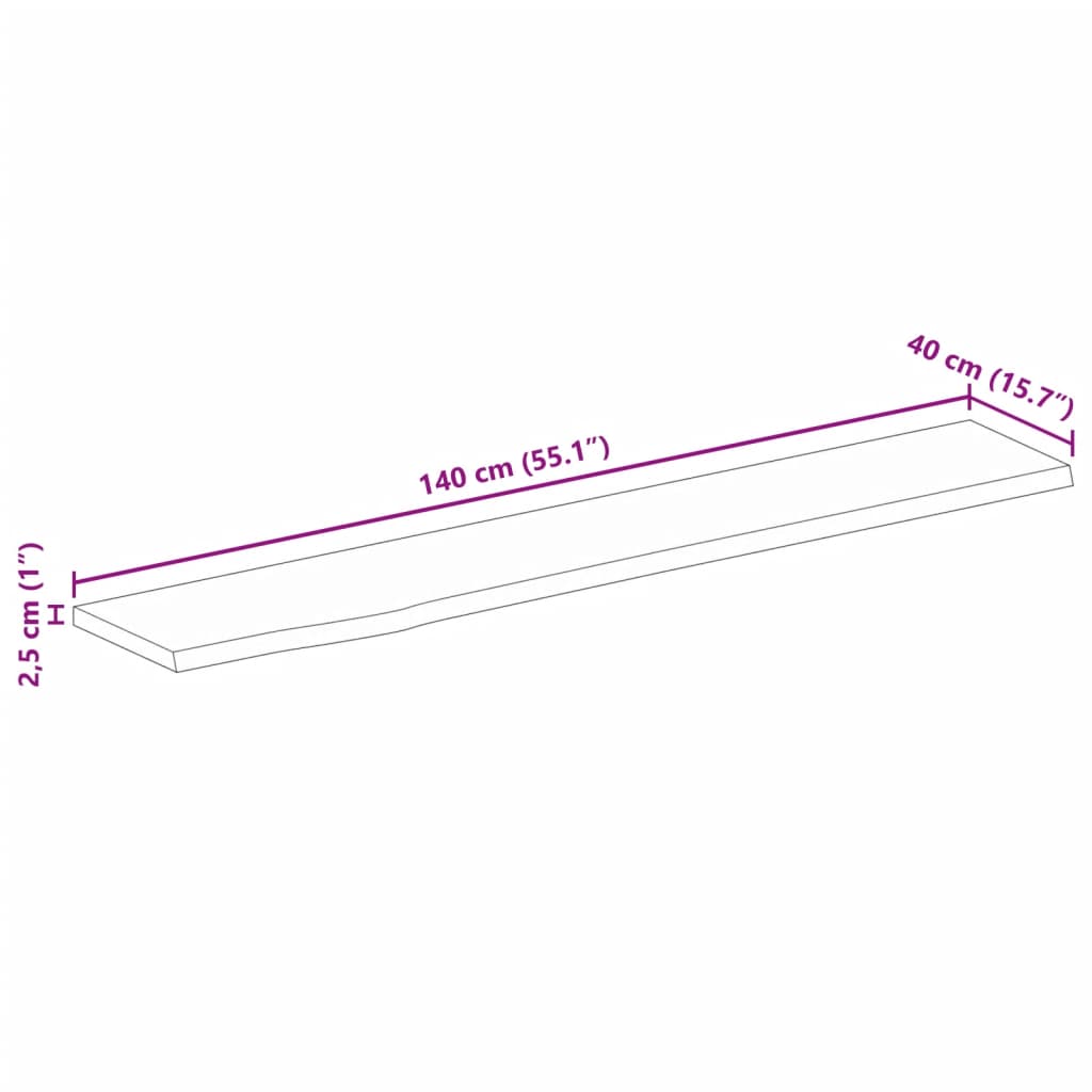 vidaXL Επιφάνεια Τραπεζιού 140x40x2,5 εκ. Live Edge Μασίφ Ξύλο Μάνγκο
